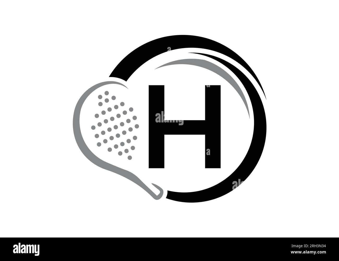 Modèle de vecteur de conception de logo de raquette de lettre H Padel. Symbole Club de tennis de table de plage. entreprise et identité de l'entreprise Illustration de Vecteur