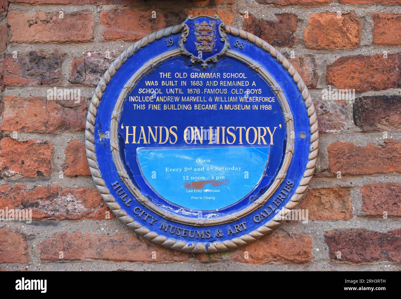 L'Old Grammar School, construite en 1583, est restée une école jusqu'en 1878. Parmi les vieux garçons célèbres, on compte William Wiberforce. Est maintenant la main sur le Musée d'Histoire. Banque D'Images