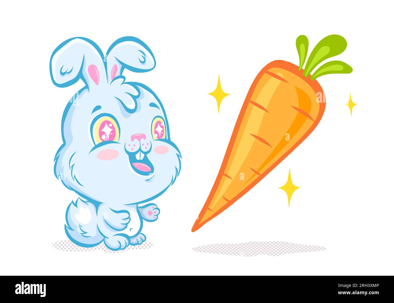 Illustration vectorielle d'un lapin mignon et carotte pour le nouvel an chinois de 2023. Lapin Kawaii vecteur pour 2023 année. Bébé lapin emoji pour la nouvelle yea chinoise Illustration de Vecteur