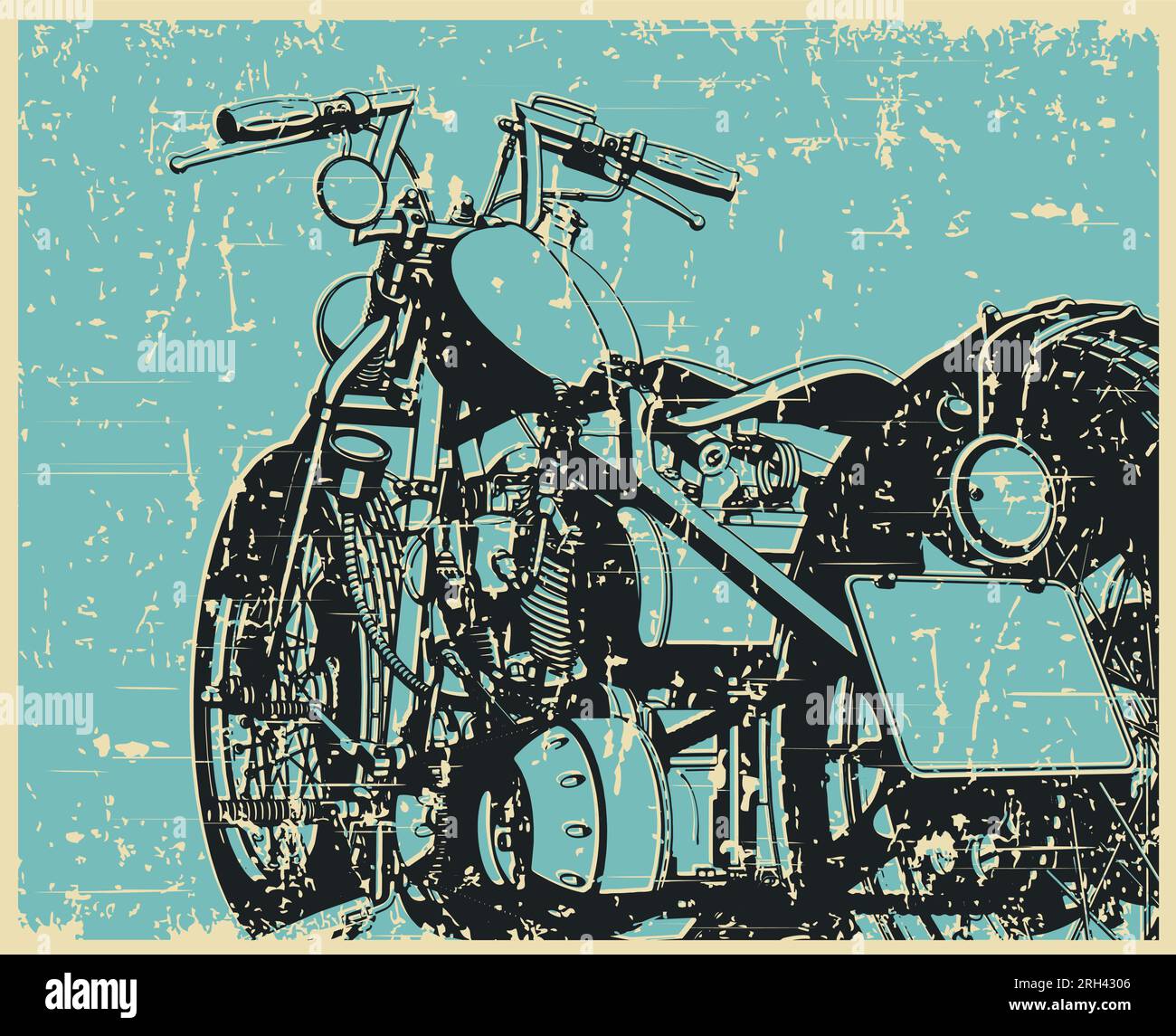 Illustration vectorielle stylisée d'une moto vintage classique close-up rétro affiche Illustration de Vecteur