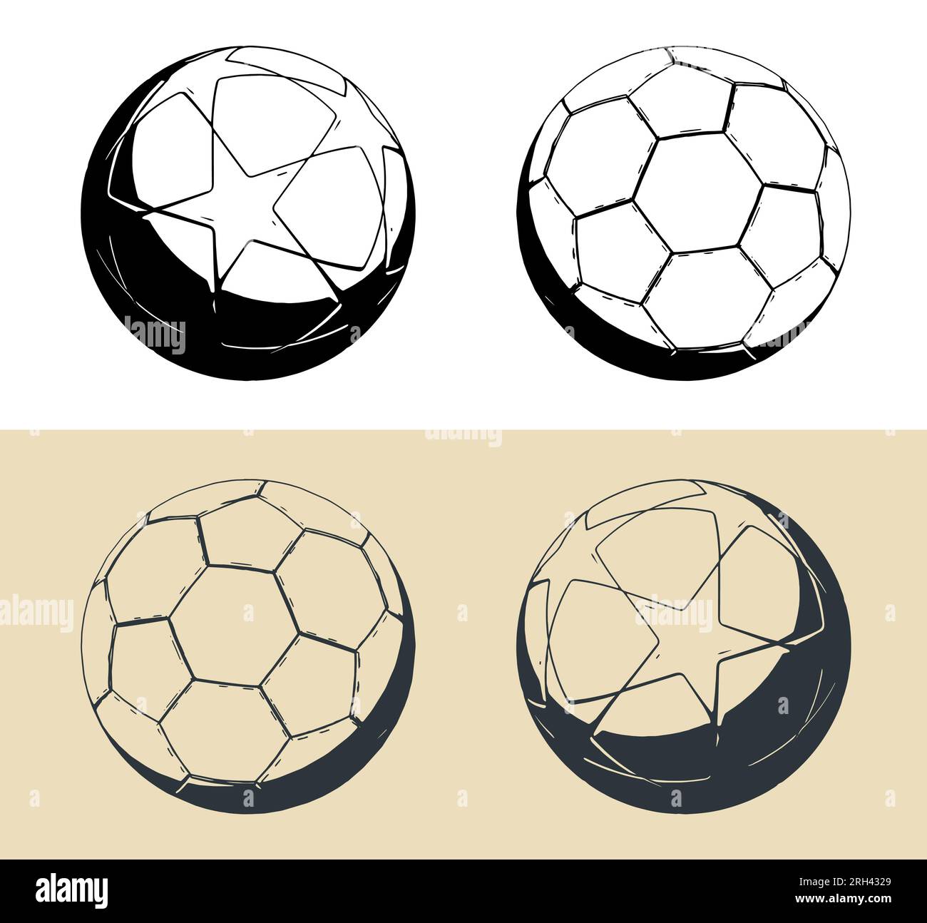 Illustration vectorielle stylisée mini ensemble de ballons de football Illustration de Vecteur