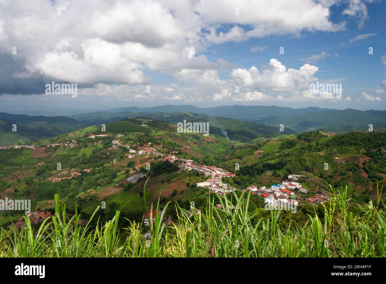 Village de Mae Salong dans les hautes terres près de la frontière birmane dans le nord de la Thaïlande en Asie du Sud-est Banque D'Images Village de Mae Salong dans les hautes terres près de la frontière birmane dans le nord de la Thaïlande en Asie du Sud-est Banque D'Images