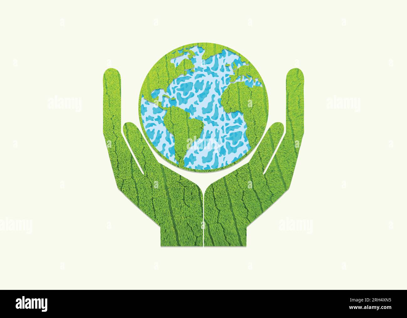 Concept de la Journée mondiale de l'environnement 2024. Restauration de l'écosystème 2024 concept de jour de l'environnement fond de feuille verte. Main tenant le globe terrestre en feuille verte Illustration de Vecteur