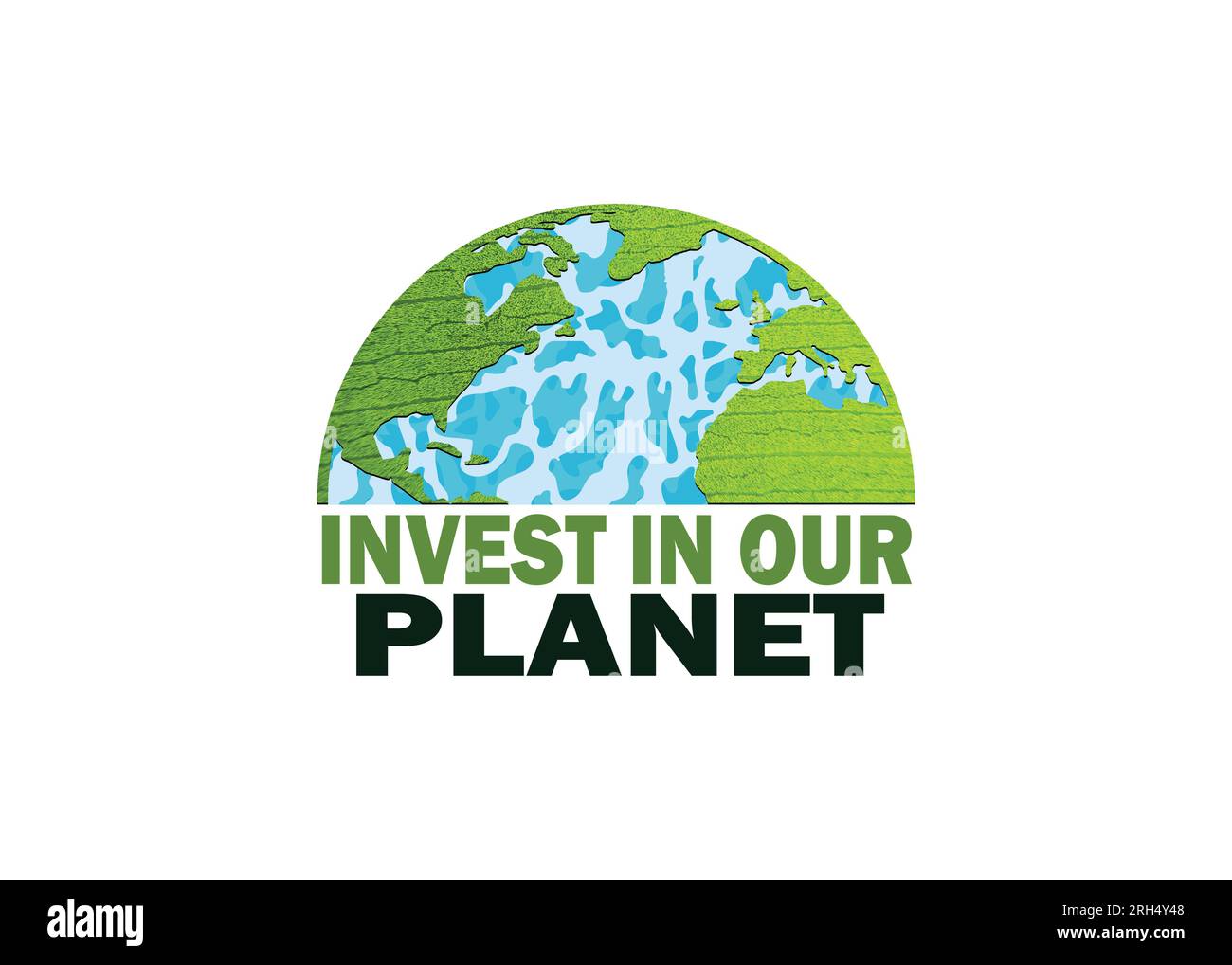 Investissez dans notre planète. Fond conceptuel du jour de la Terre 2024. Concept d'écologie. Conception avec la carte du globe et la feuille isolée sur fond blanc. Vecteur Illustration de Vecteur