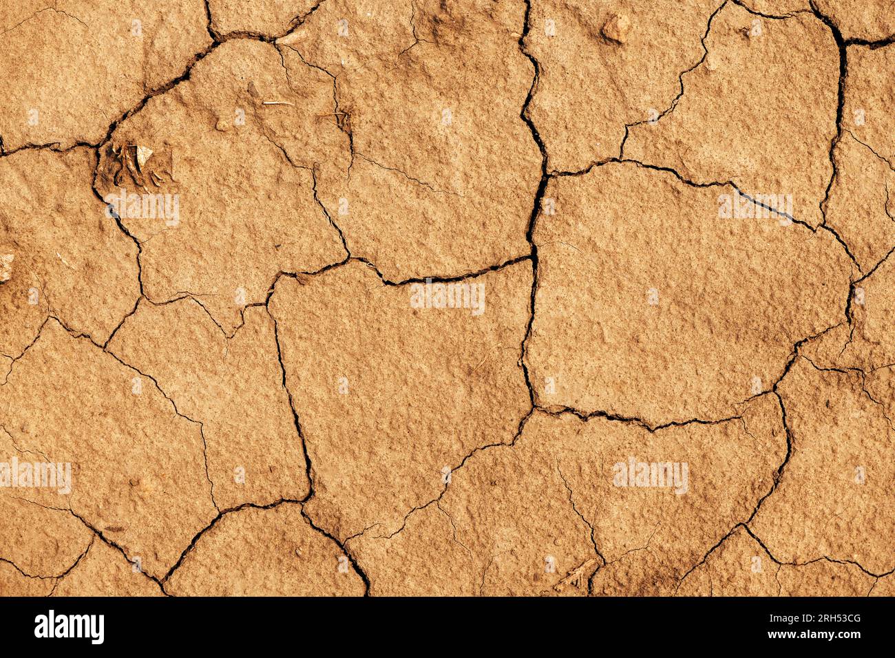 Sol fissuré sec dans le champ après une sécheresse sévère, le réchauffement climatique et le contexte conceptuel du changement climatique, directement au-dessus Banque D'Images