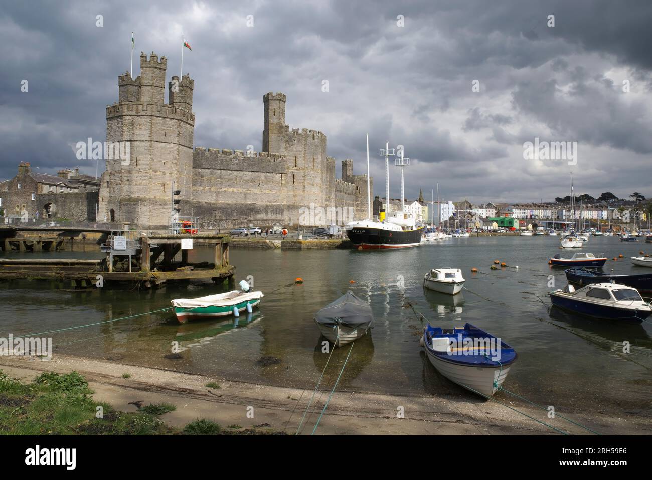 Château de Caernarfon, pays de Galles du Nord, Banque D'Images