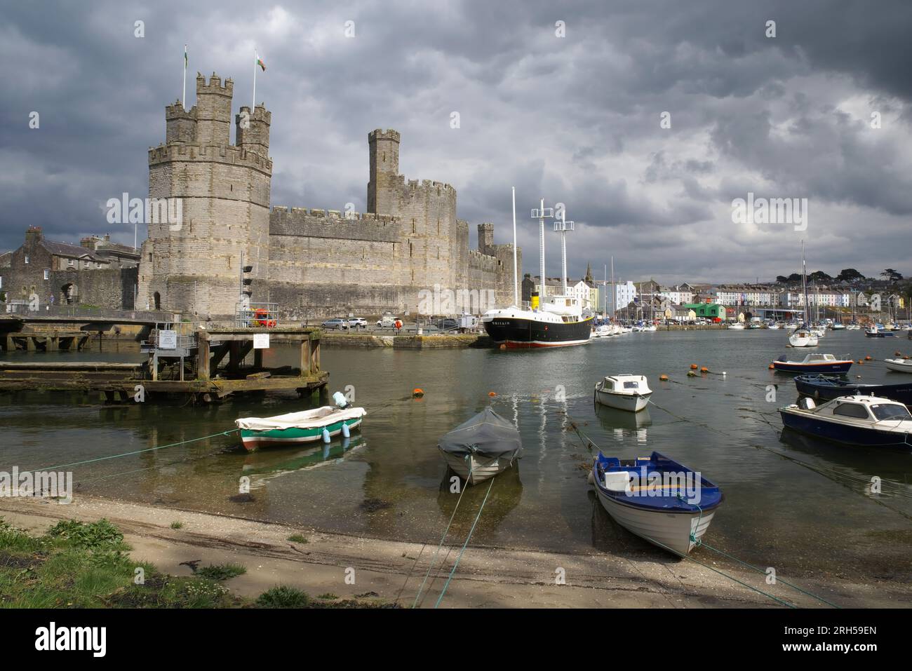 Château de Caernarfon, pays de Galles du Nord, Banque D'Images