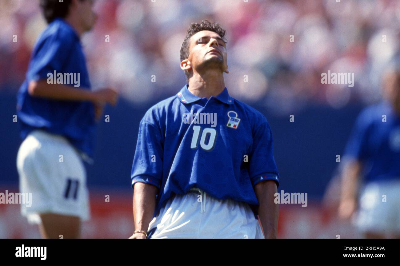 East Rutherford, Vereinigte Staaten. 14 août 2023. firo, 06/23/1994 image d'archive, photo d'archive, archive, photos d'archive football, football, COUPE DU MONDE 1994 USA, phase de groupe 94, groupe E Italie - Norvège 1:0 Roberto Baggio, demi chiffre crédit : dpa/Alamy Live News Banque D'Images