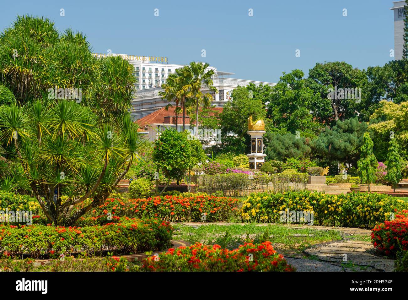 Jardins botaniques du musée du palais du Sultanat de Melaka, Malacca, Malaisie Banque D'Images