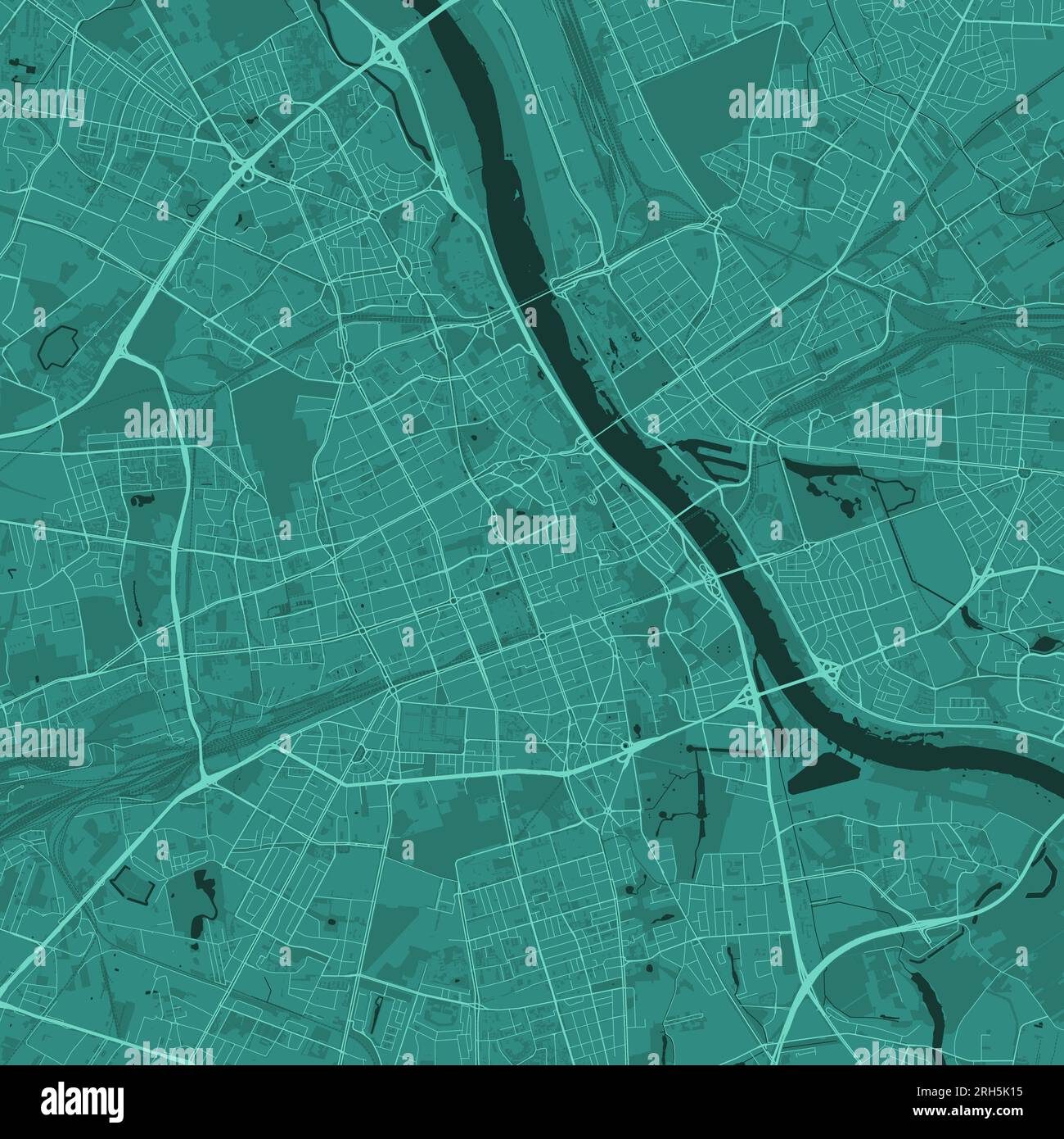 Carte de Varsovie, affiche verte streetmap de la ville de Pologne Illustration de Vecteur