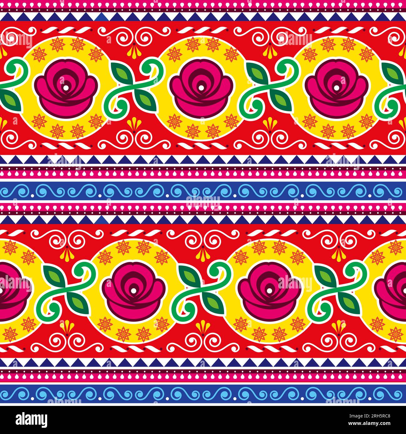 Motif vectoriel pakistanais et indien avec des roses - imprimé textile ou tissu vibrant Diwali Illustration de Vecteur