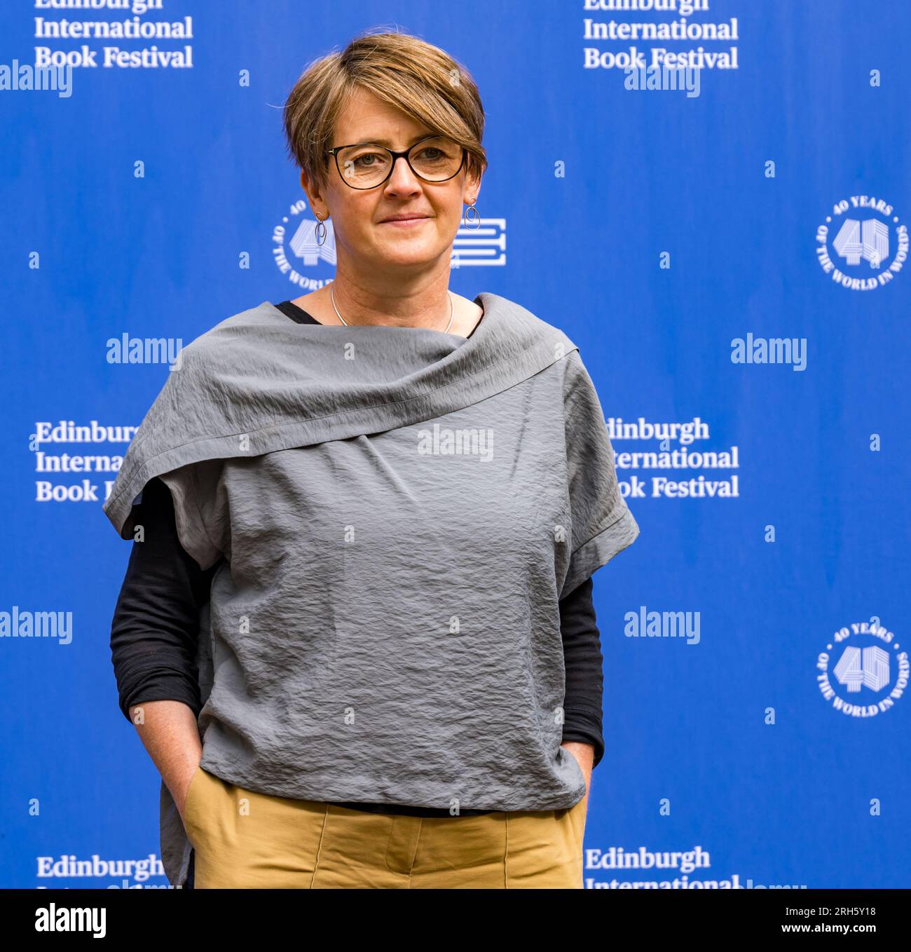 Édimbourg, Écosse, Royaume-Uni, 14 août 2023. Festival international du livre d'Édimbourg : chanteuse et musicienne Karine Polwart au festival du livre aujourd'hui. Crédit : Sally Anderson/Alamy Live News Banque D'Images