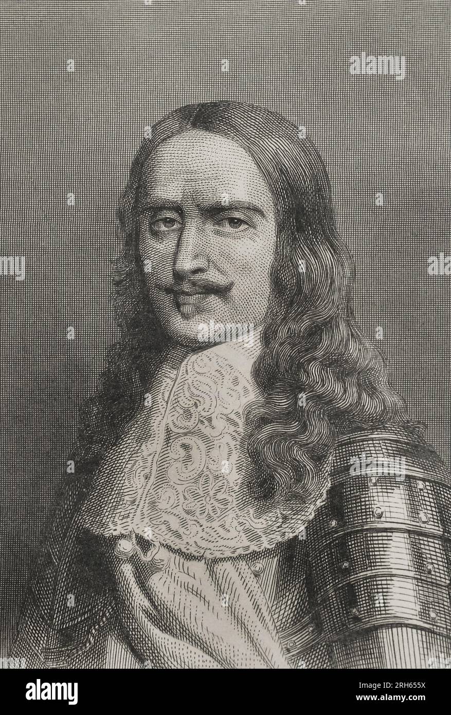 Henri de la Tour d'Auvergne-Bouillon (1611-1675). Noble français et militaire. Nommé maréchal de France en 1643 et maréchal général des camps et armées du Roi en 1660. Portrait. Gravure par Geoffroy. 'Historia Universal', de Cesar Cantu. Volume VIII 1858. Banque D'Images