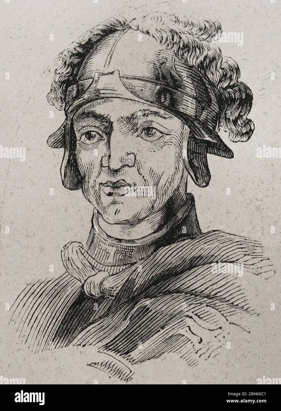 Ramiro I (c. 790-850). Roi des Asturies de 842 à 850. Portrait. Gravure. Las Glorias Nacionales. Volume II, édition Madrid-Barcelone, 1853. Banque D'Images