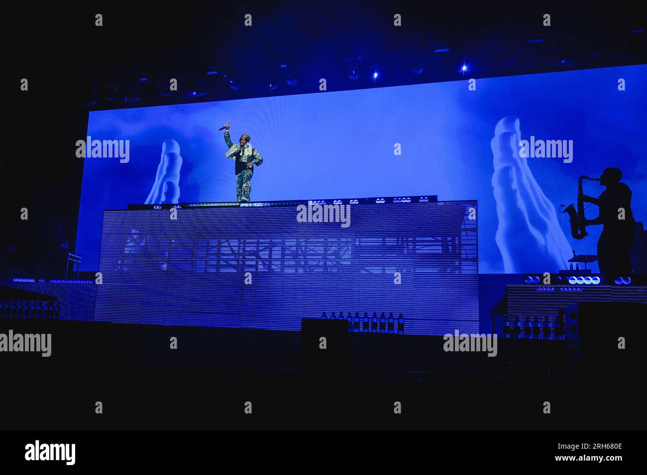 Gothenburg, Suède. 10th, août 2023. Le chanteur et auteur-compositeur nigérian Wizkid donne un concert live lors du festival de musique suédois Way Out West 2023 à Gothenburg. (Crédit photo : Gonzales photo - Tilman Jentzsch). Banque D'Images