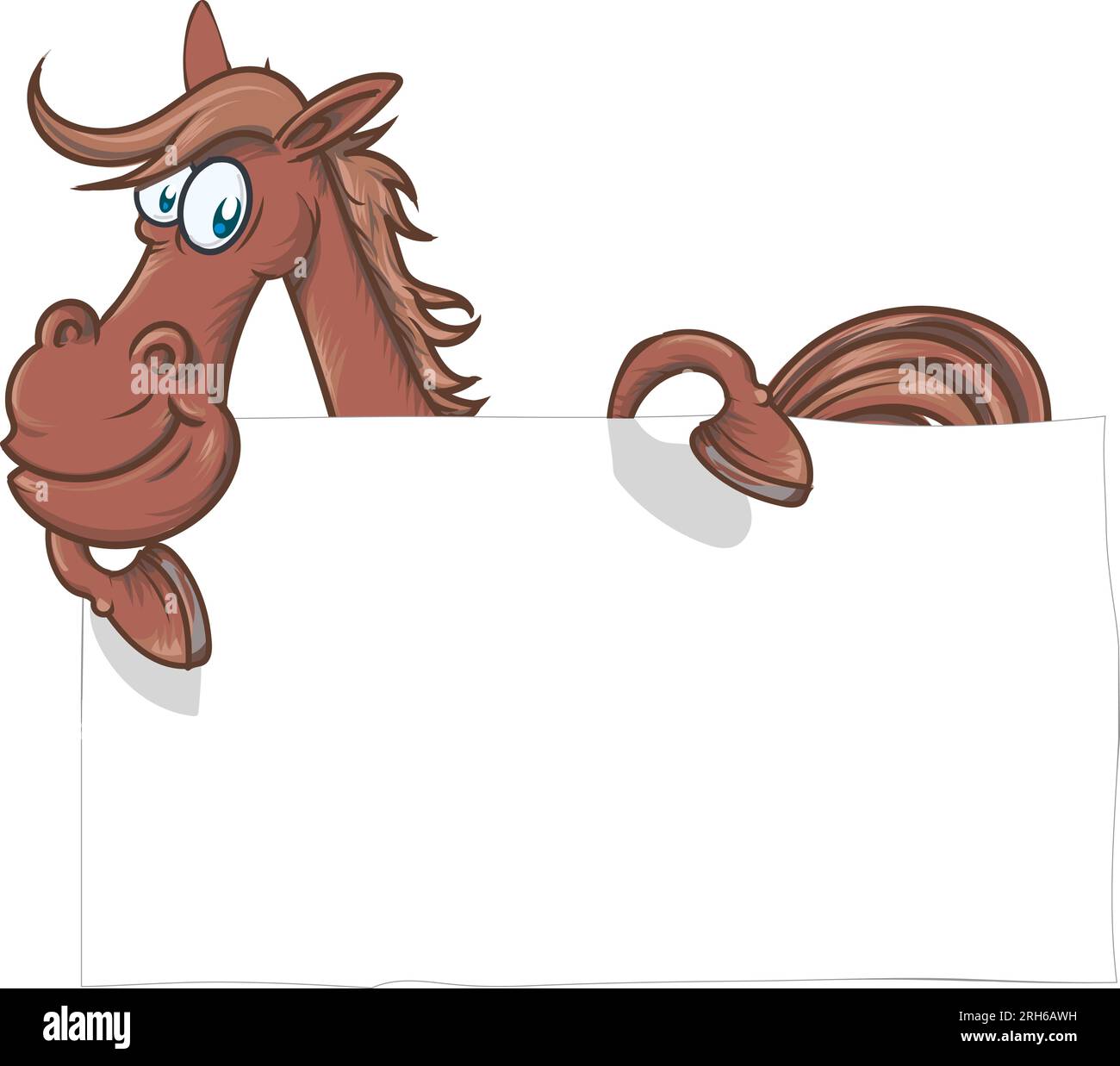 Galopant Cartoon Horse avec enseigne. illustration vectorielle Illustration de Vecteur