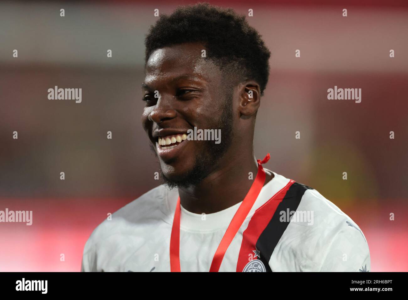 Monza, Italie, 8 août 2023. Yunus Musah de l'AC Milan réagit après le match du Trofeo Silvio Berlusconi au stade U-Power de Monza. Le crédit photo devrait se lire : Jonathan Moscrop / Sportimage Banque D'Images