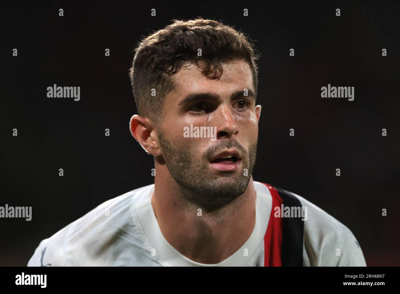 Monza, Italie, 8 août 2023. Christian Pulisic de l'AC Milan réagit lors du match du Trofeo Silvio Berlusconi au stade U-Power de Monza. Le crédit photo devrait se lire : Jonathan Moscrop / Sportimage Banque D'Images