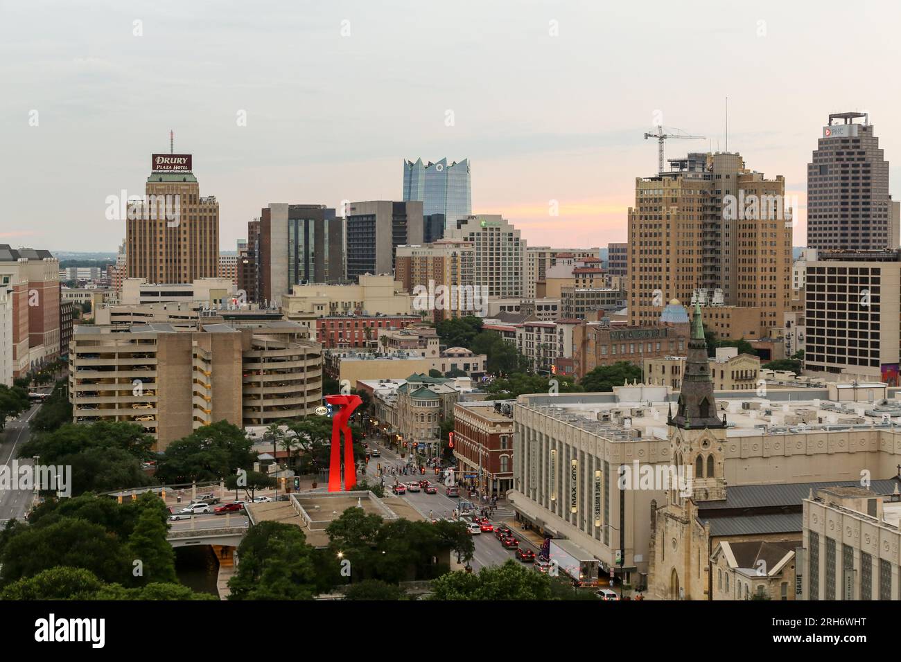 Skyline du centre-ville de San Antonio, Texas Banque D'Images