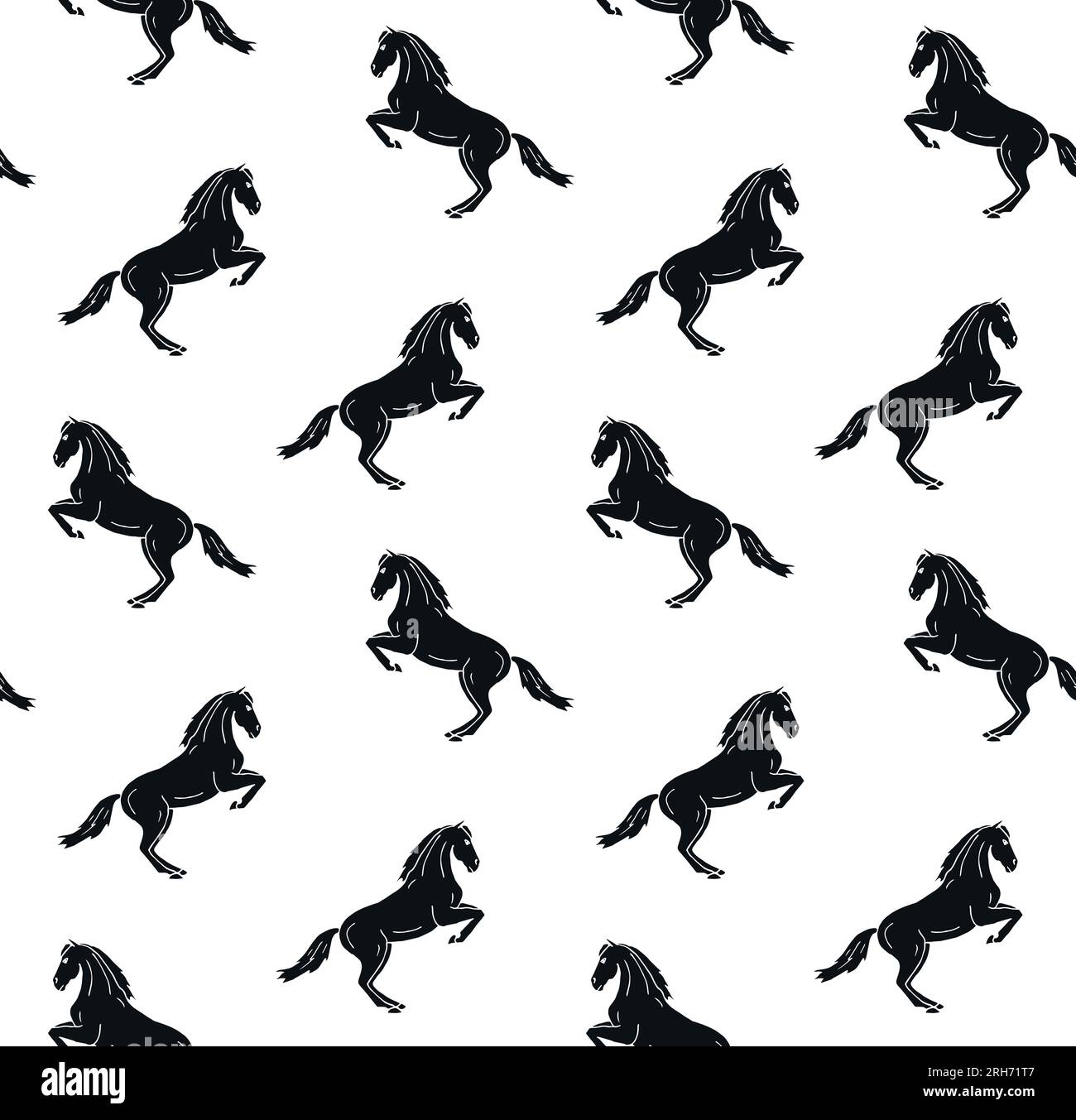 Vector Seamless motif de croquis de doodle dessiné à la main cheval de dressage noir isolé sur fond blanc Illustration de Vecteur