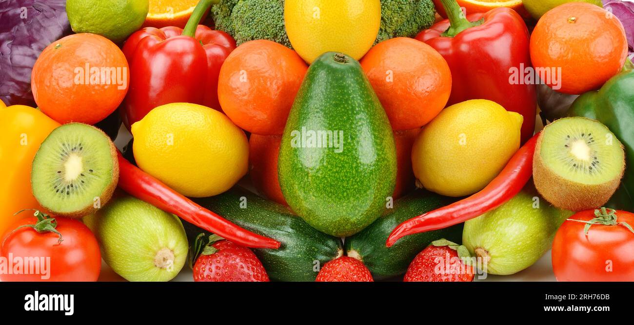Contexte de la collection fruits et légumes frais . Aliments biologiques sains. Banque D'Images