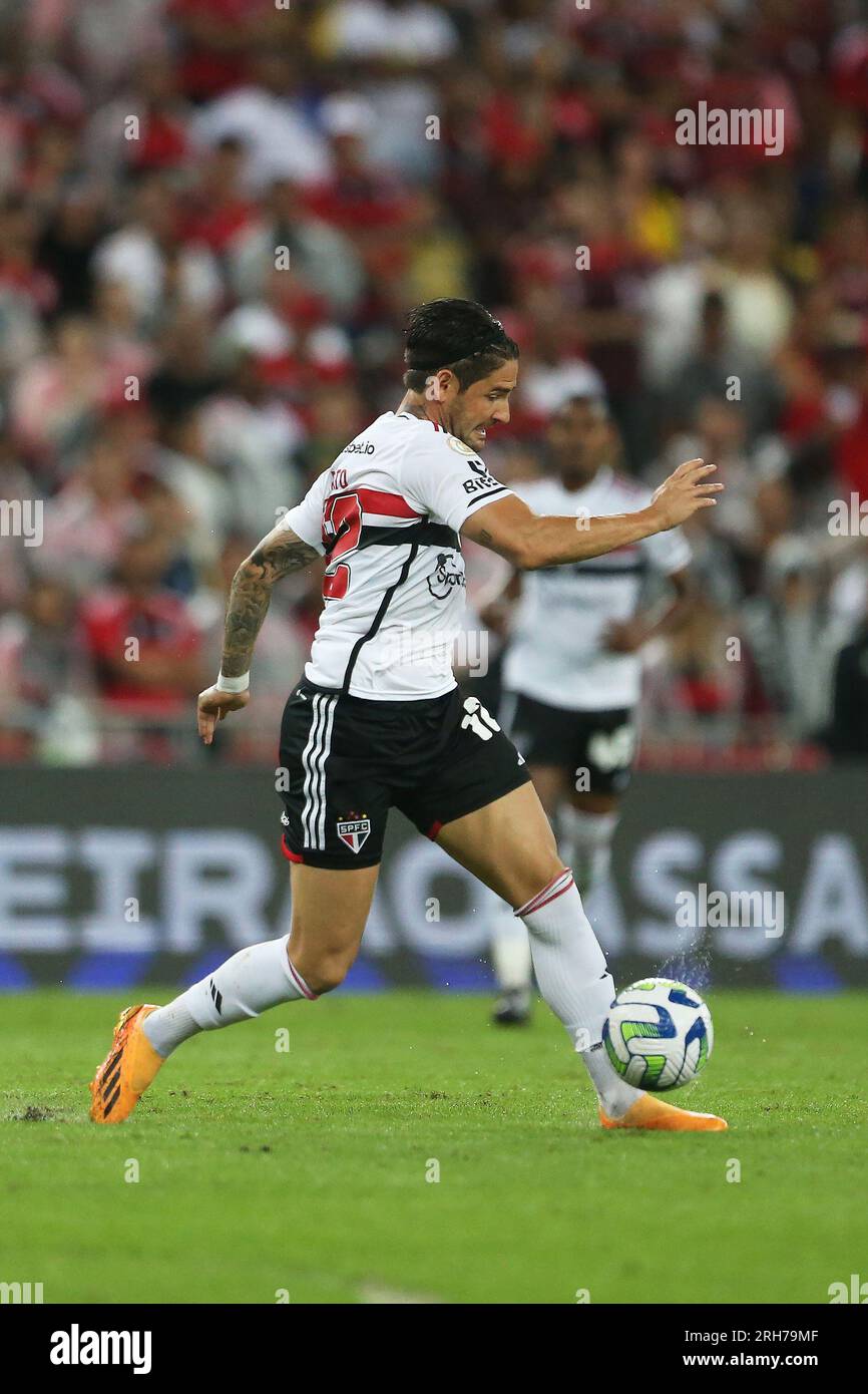 13 août 2023 : Stade Maracana Rio de Janeiro, Brésil ; Alexandre Pato de Sao Paulo lors du match Flamengo-Sao Paulo au Campeonato Brasileiro 2023 Banque D'Images