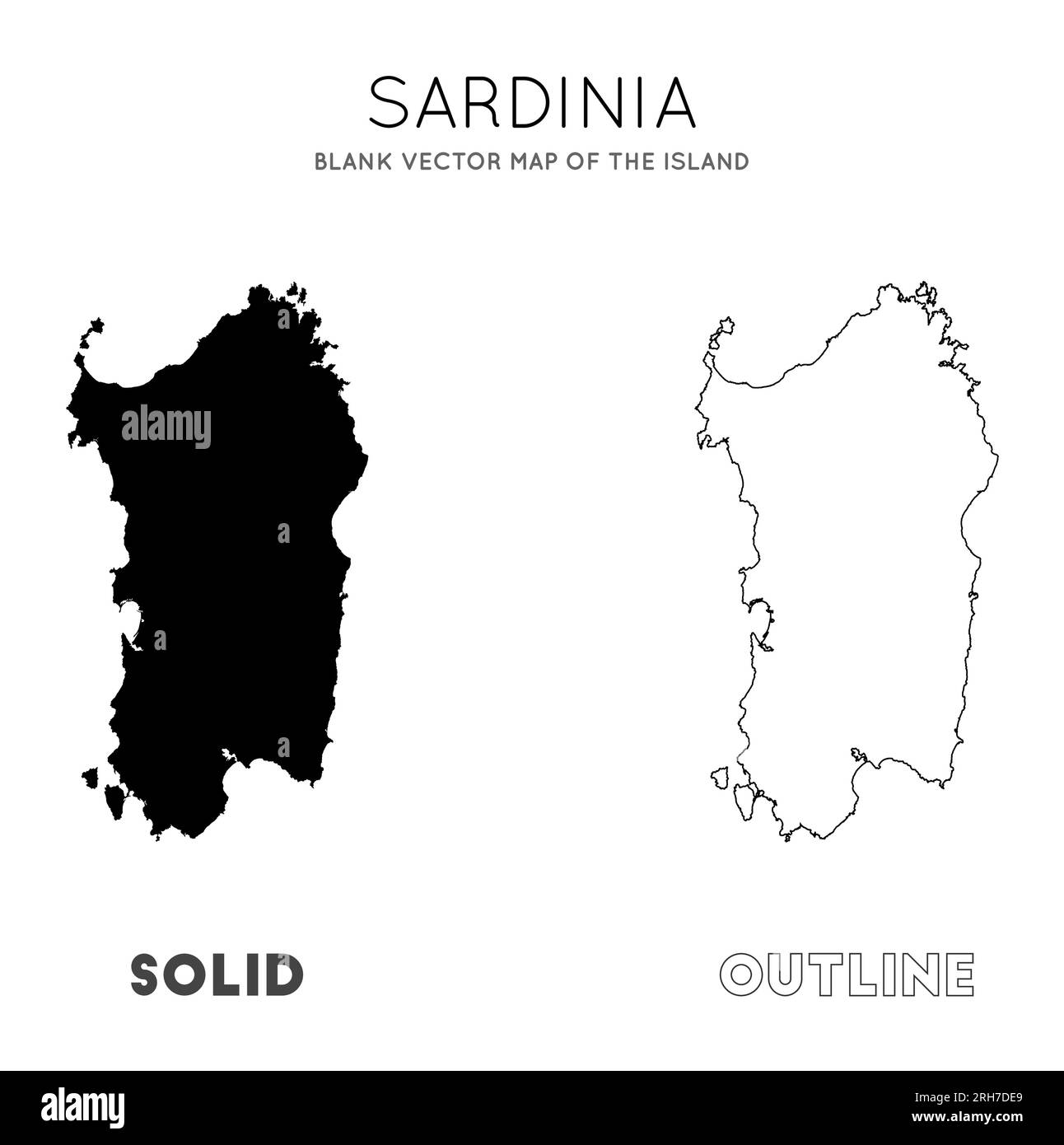 Carte Sardaigne. Carte vectorielle vierge de l'île. Frontières de la Sardaigne pour votre infographie. Illustration vectorielle. Illustration de Vecteur