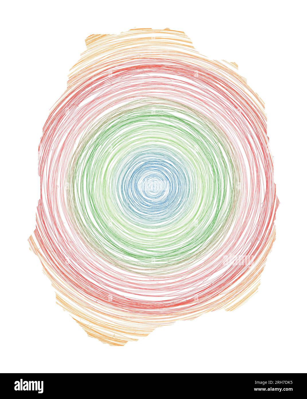 Carte de Nevis remplie de cercles concentriques. Esquissez des cercles de style en forme d'îlot. Illustration vectorielle. Illustration de Vecteur