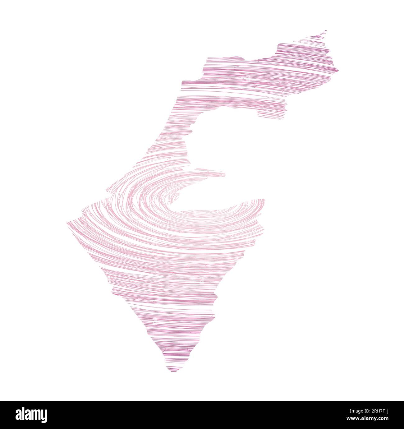 Carte d'Israël remplie de cercles concentriques. Esquissez des cercles de style dans la forme du pays. Illustration vectorielle. Illustration de Vecteur