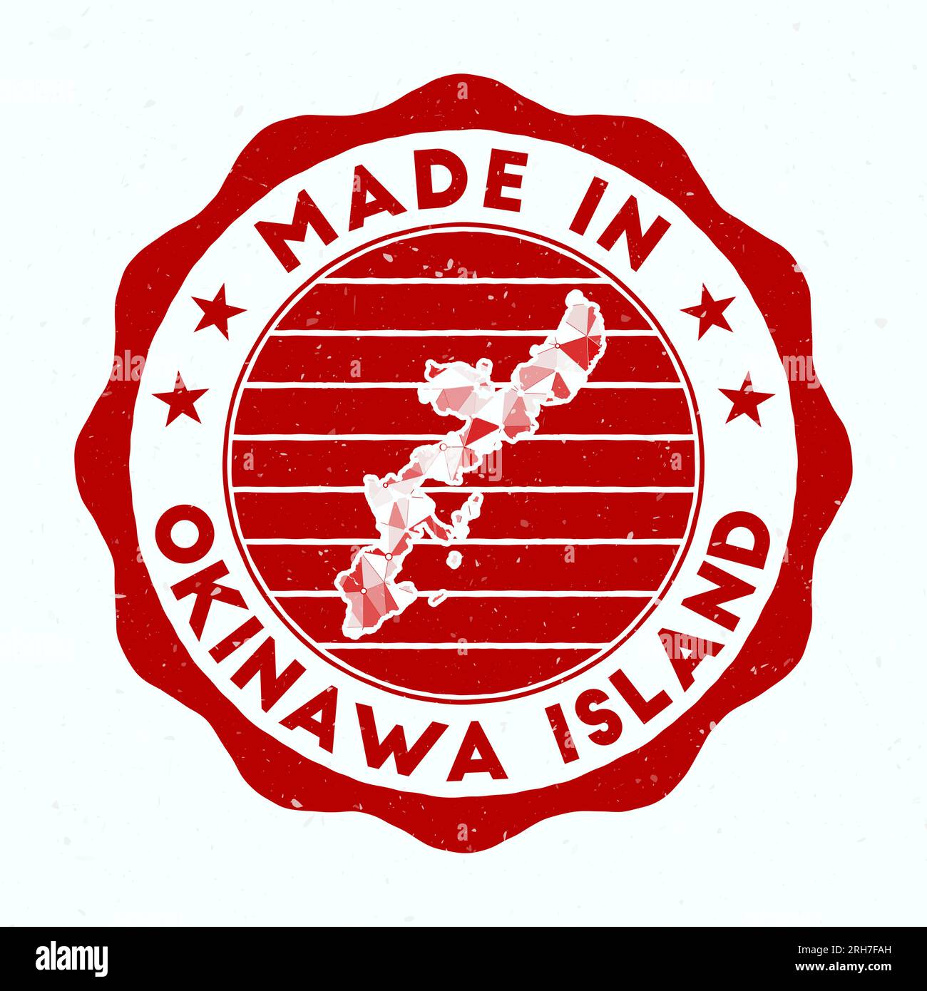 Fabriqué sur l'île d'Okinawa. Tampon rond. Phoque de l'île d'Okinawa avec forme de bordure. Badge vintage avec texte circulaire et étoiles. Illustration vectorielle. Illustration de Vecteur