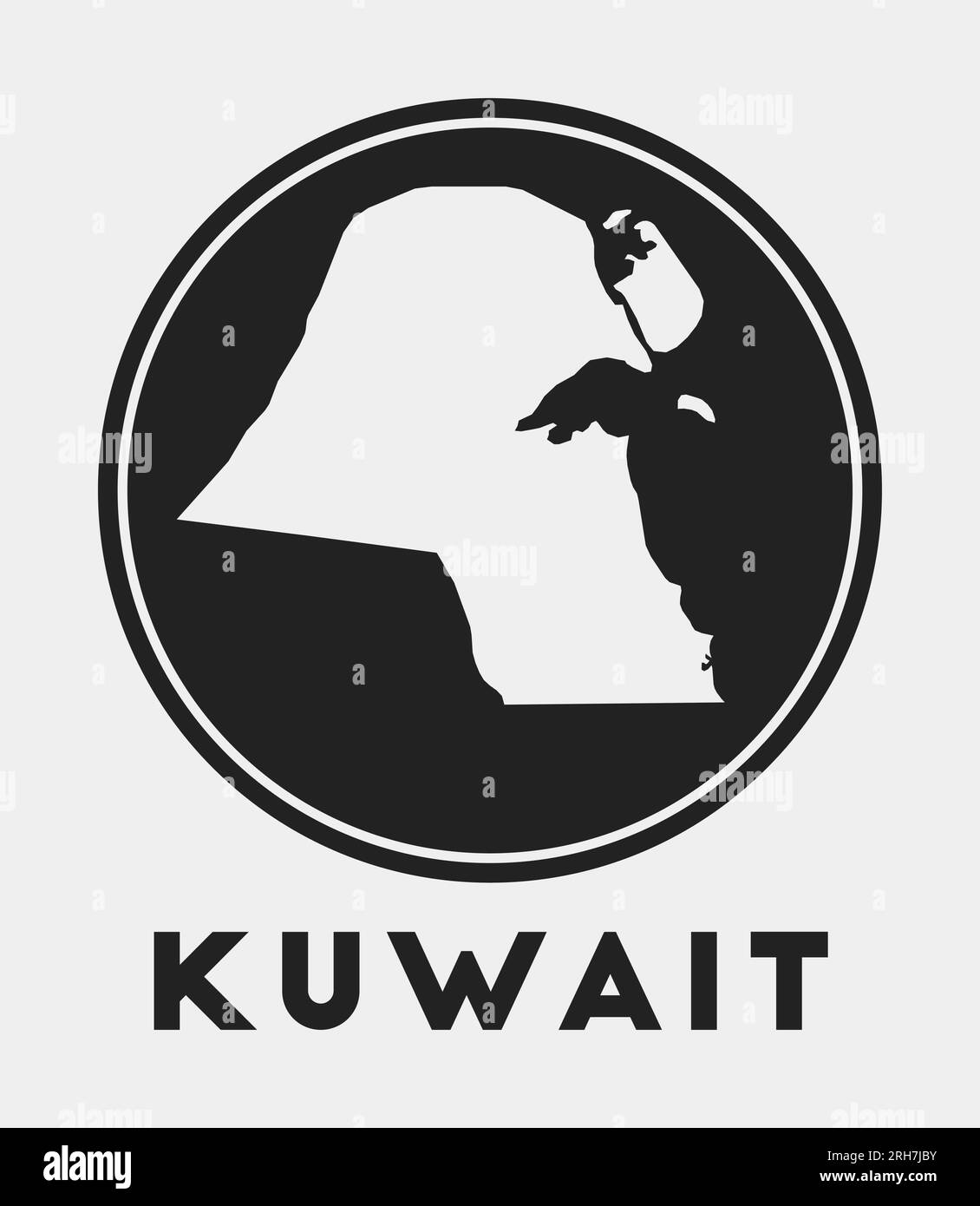 Icône Koweït. Logo rond avec carte du pays et titre. Badge élégant du Koweït avec carte. Illustration vectorielle. Illustration de Vecteur