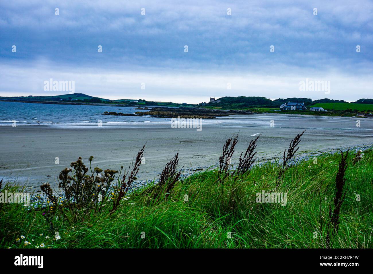 La route côtière de Mourne dans le comté de Down, en Irlande du Nord, la route de Portaferry avec la côte de la mer d'Irlande et Strangford Lough au loin. Banque D'Images