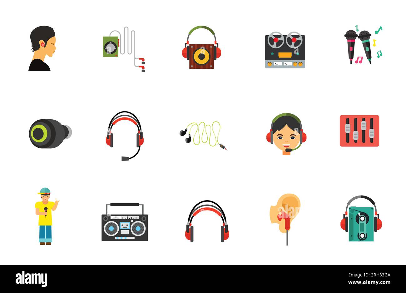 Icône casque définie Illustration de Vecteur