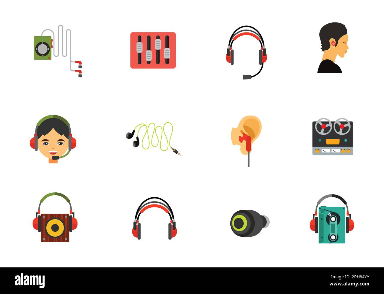 Icône casque définie Illustration de Vecteur