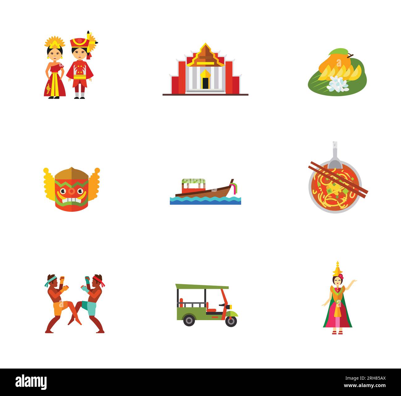 Jeu d'icônes de Thaïlande Illustration de Vecteur