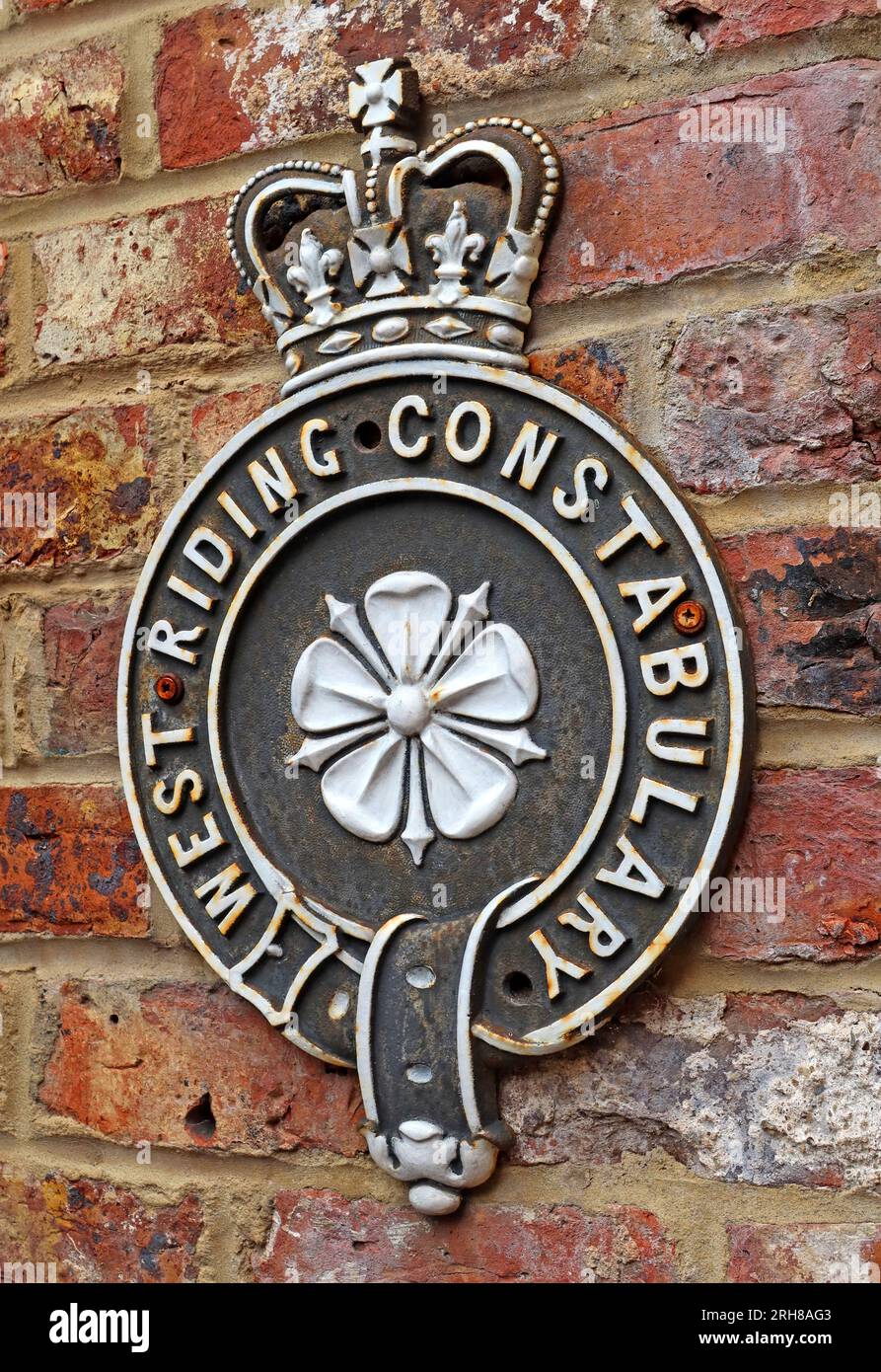 Badge noir de West Riding Constabulary, North Yorkshire, Angleterre, Royaume-Uni, Banque D'Images