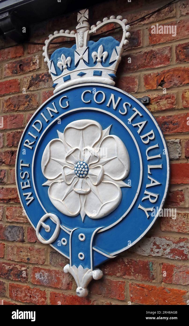 Blue badge of West Riding Constabulary, North Yorkshire, Angleterre, Royaume-Uni, Banque D'Images