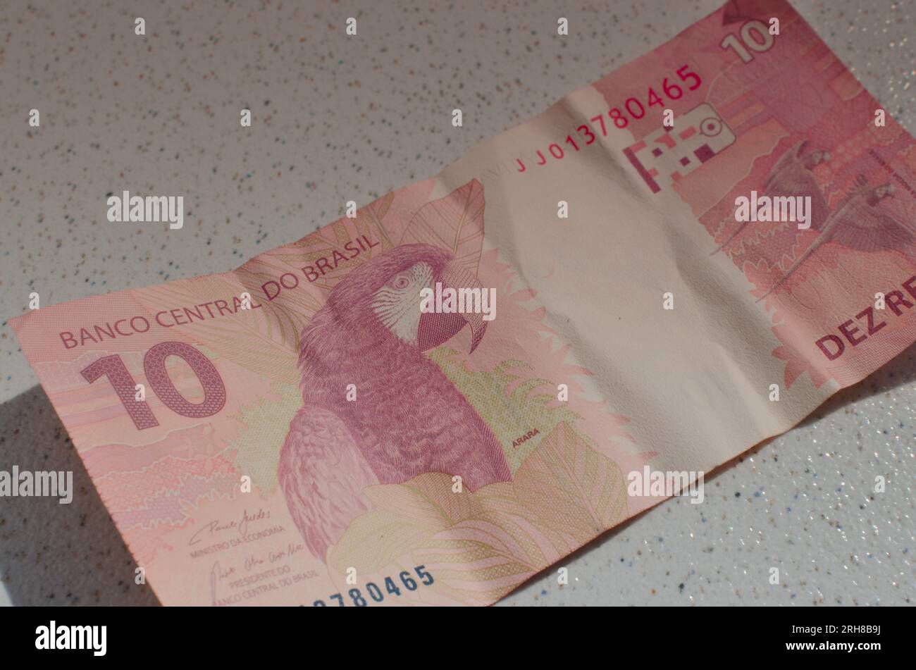 Dinheiro do Brasil, notas de Real, moeda brasileira. Na foto, homem  segurando notas de 50 reais Stock Photo - Alamy