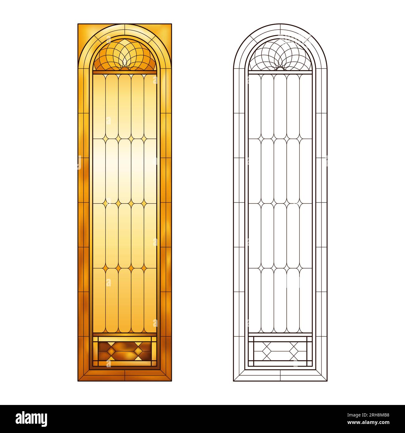 Feuille de travail en verre d'église teinté dans les couleurs du soleil. Illustration de Vecteur