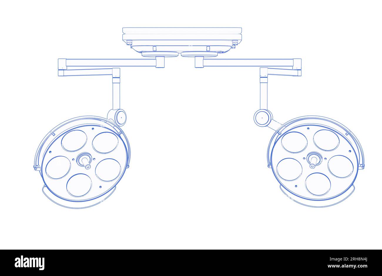 rendu 3d lumières de chirurgie ou lampes médicales contour ou ébauche Banque D'Images
