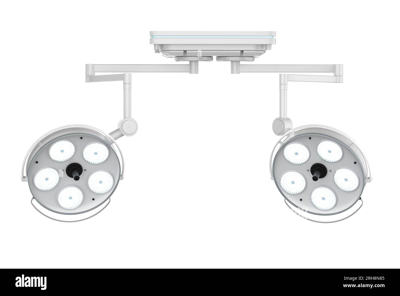 La chirurgie de rendu 3D ou feux Lampes médicales isolated on white Banque D'Images