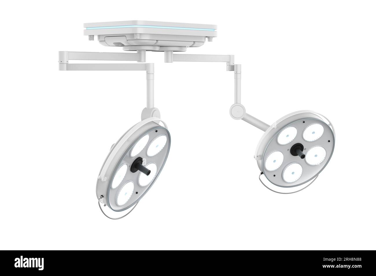 La chirurgie de rendu 3D ou feux Lampes médicales isolated on white Banque D'Images
