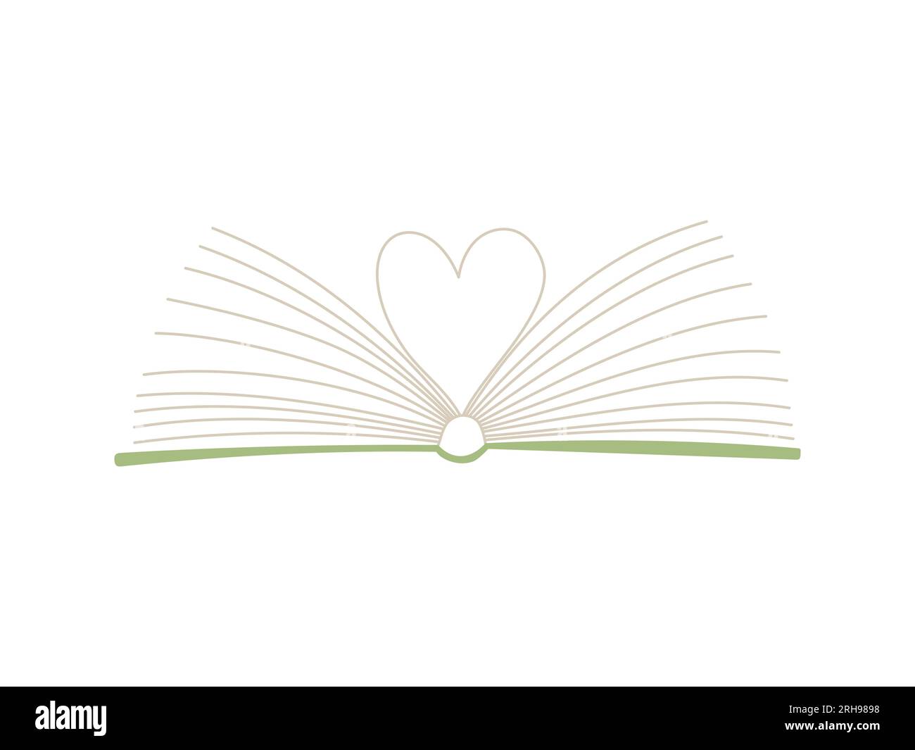 Livre ouvert avec des pages pliées en forme de coeur. Le livre est un symbole de connaissance, d'apprentissage. Un concept pour les amateurs de lecture, de littérature et d'apprentissage. Illustration de Vecteur
