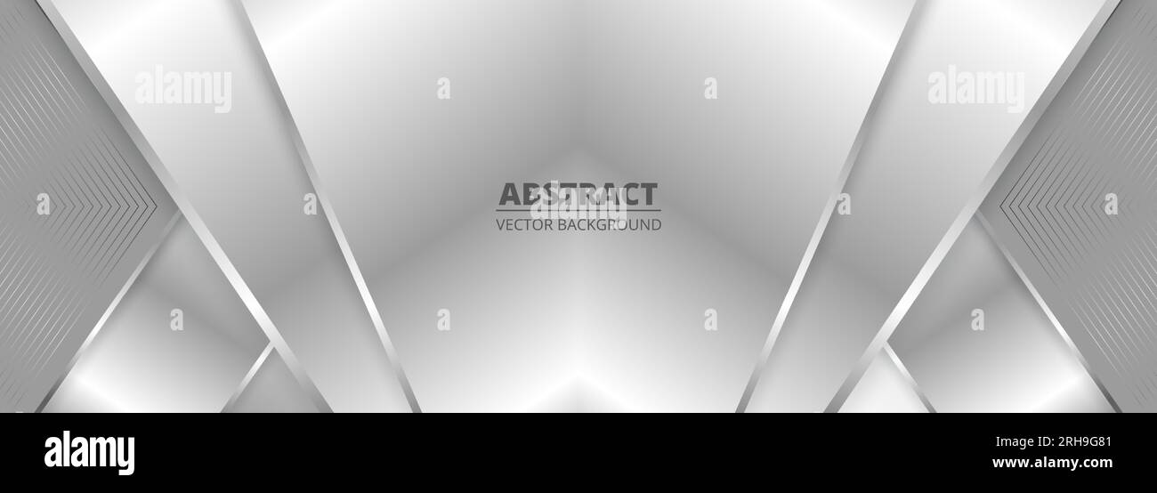Fond abstrait de luxe large avec forme géométrique de gradient d'argent. Bannière métallique large de couleur argent clair moderne. Abstrait vectoriel futuriste Illustration de Vecteur