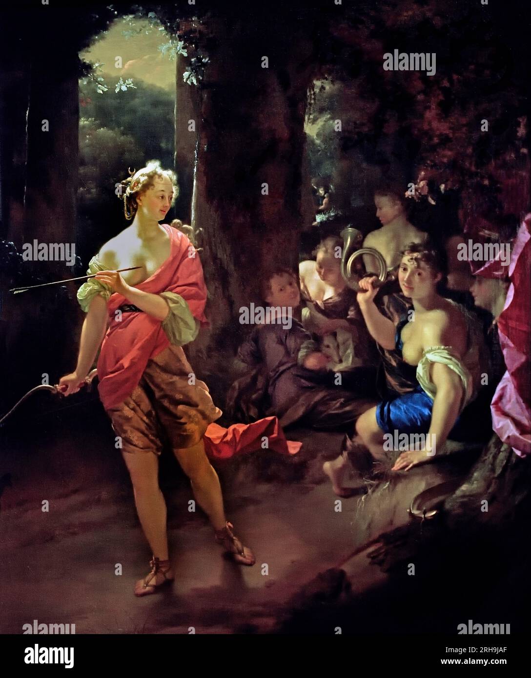 Diana et ses nymphes dans un Clearing ca. 1685–92 par Godfried Schalcken - Godefridus Schalcken 1643-1706 Néerlandais, pays-Bas, Hollande. Banque D'Images