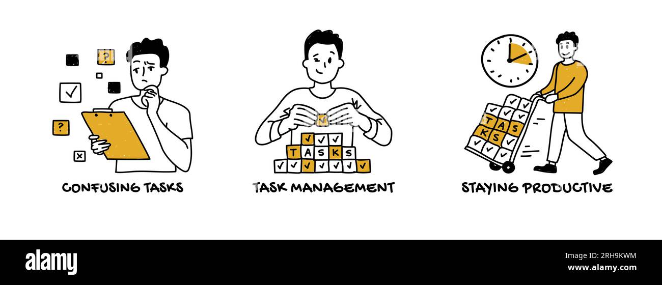 Amélioration de la productivité et concept de gestion efficace des tâches Illustration de Vecteur