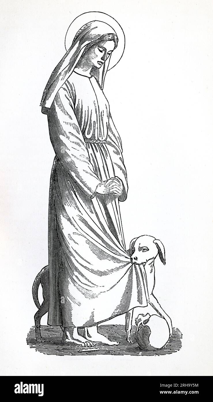 Sainte Marguerite de Cortone, pénitent italien du IIIe ordre de Saint François. Gravure de vies des Saints par Sabin Baring-Gould. Banque D'Images
