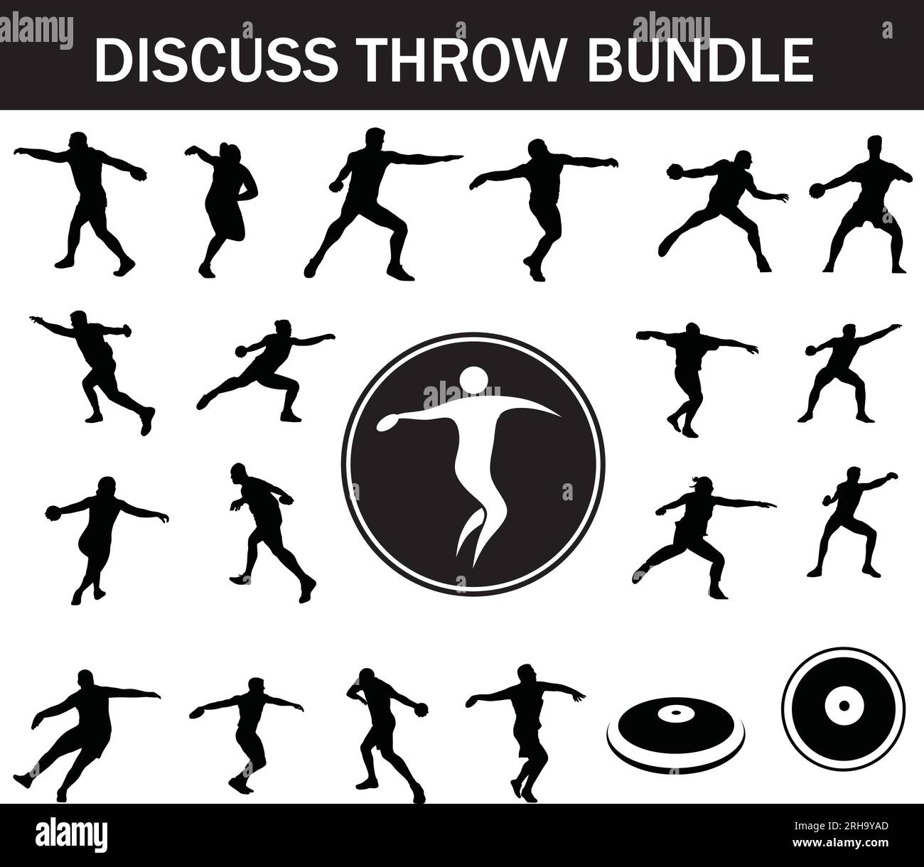 Discutez du Throw Silhouette Bundle | Collection de Discutez des joueurs de Throw avec logo et Discutez de l'équipement de Throw Illustration de Vecteur
