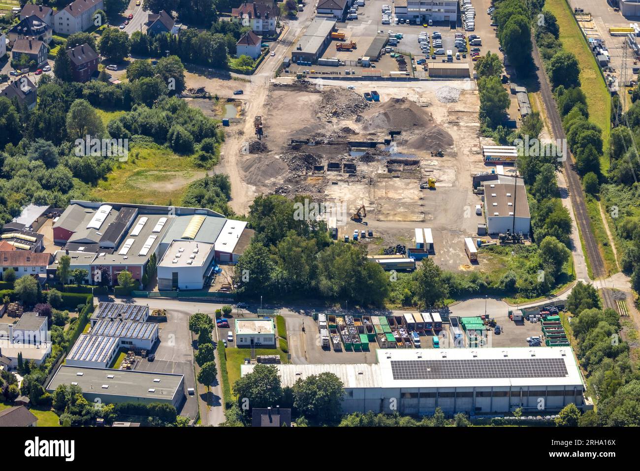 Vue aérienne, chantier entre Hundeicker Straße et Oststraße, ancien Dieckerhoff Guss, Gevelsberg, région de la Ruhr, Rhénanie du Nord-Westphalie, allemand Banque D'Images