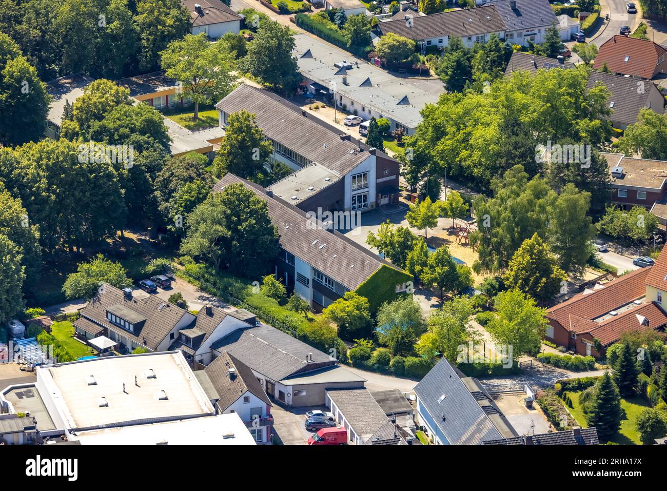 Vue aérienne, école primaire Silschede, Gevelsberg, région de la Ruhr, Rhénanie du Nord-Westphalie, Allemagne, Education, établissement d'enseignement, DE, Europe, Elem Banque D'Images